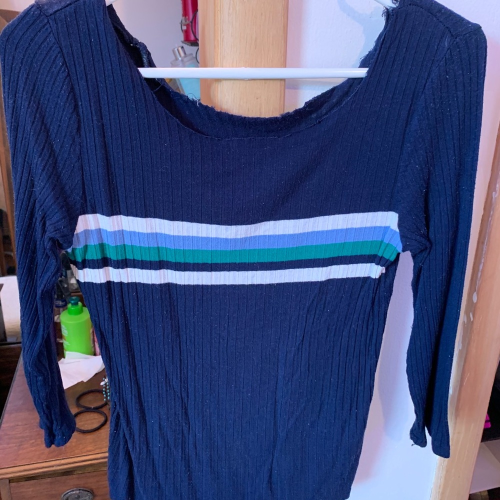 blue off the shoulder top